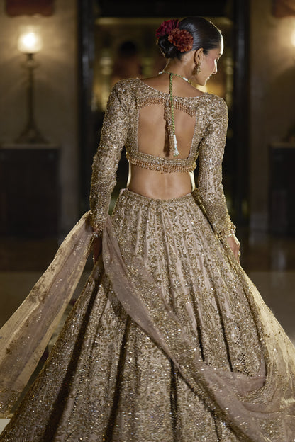 Nude Antique Gold Lehenga Set