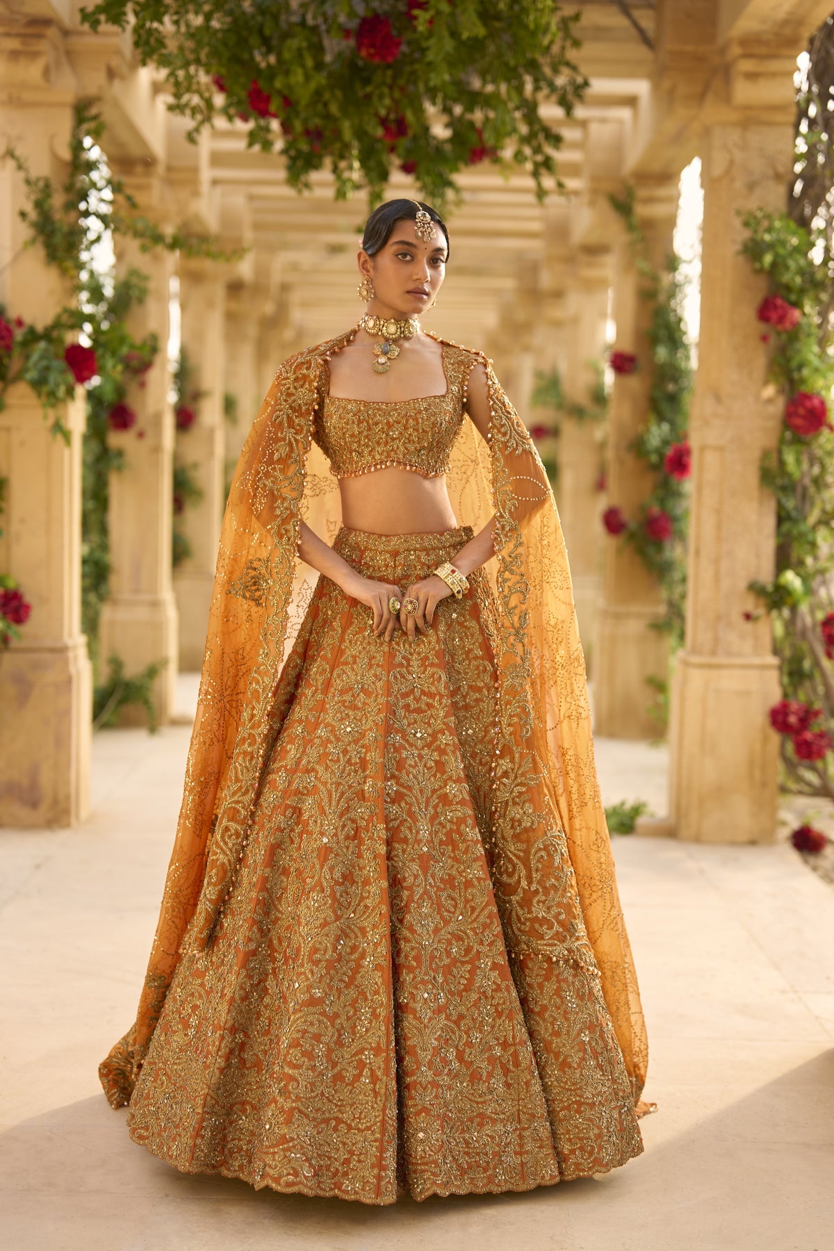 Rust Zardosi Lehenga Set