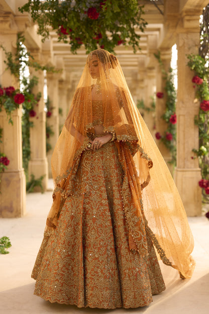 Rust Zardosi Lehenga Set