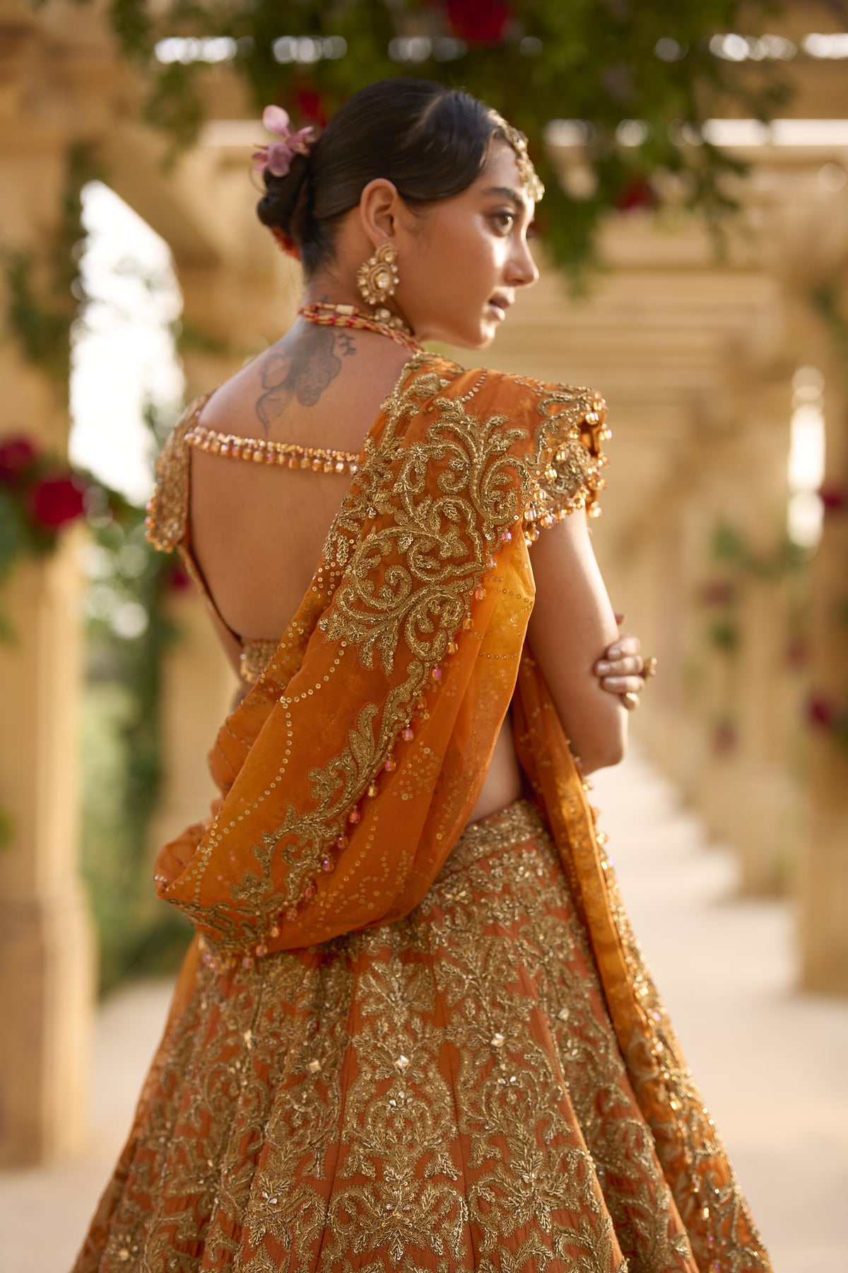 Rust Zardosi Lehenga Set