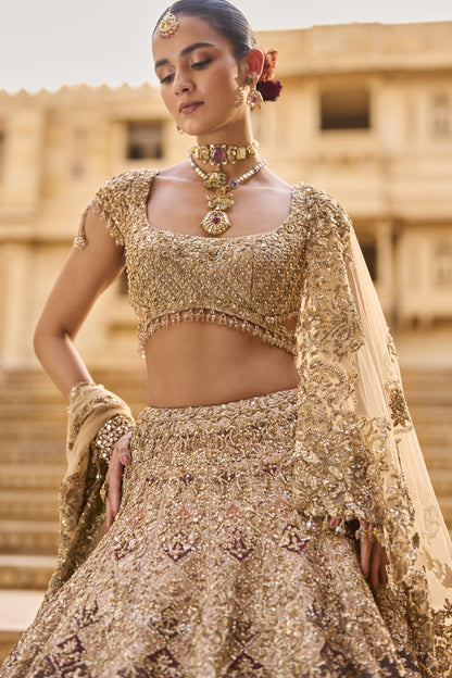 Light Gold Zardosi Lehenga