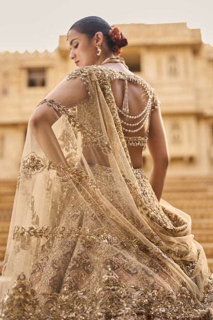 Light Gold Zardosi Lehenga