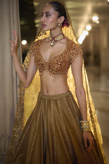 Gold Paisely Lehenga Set