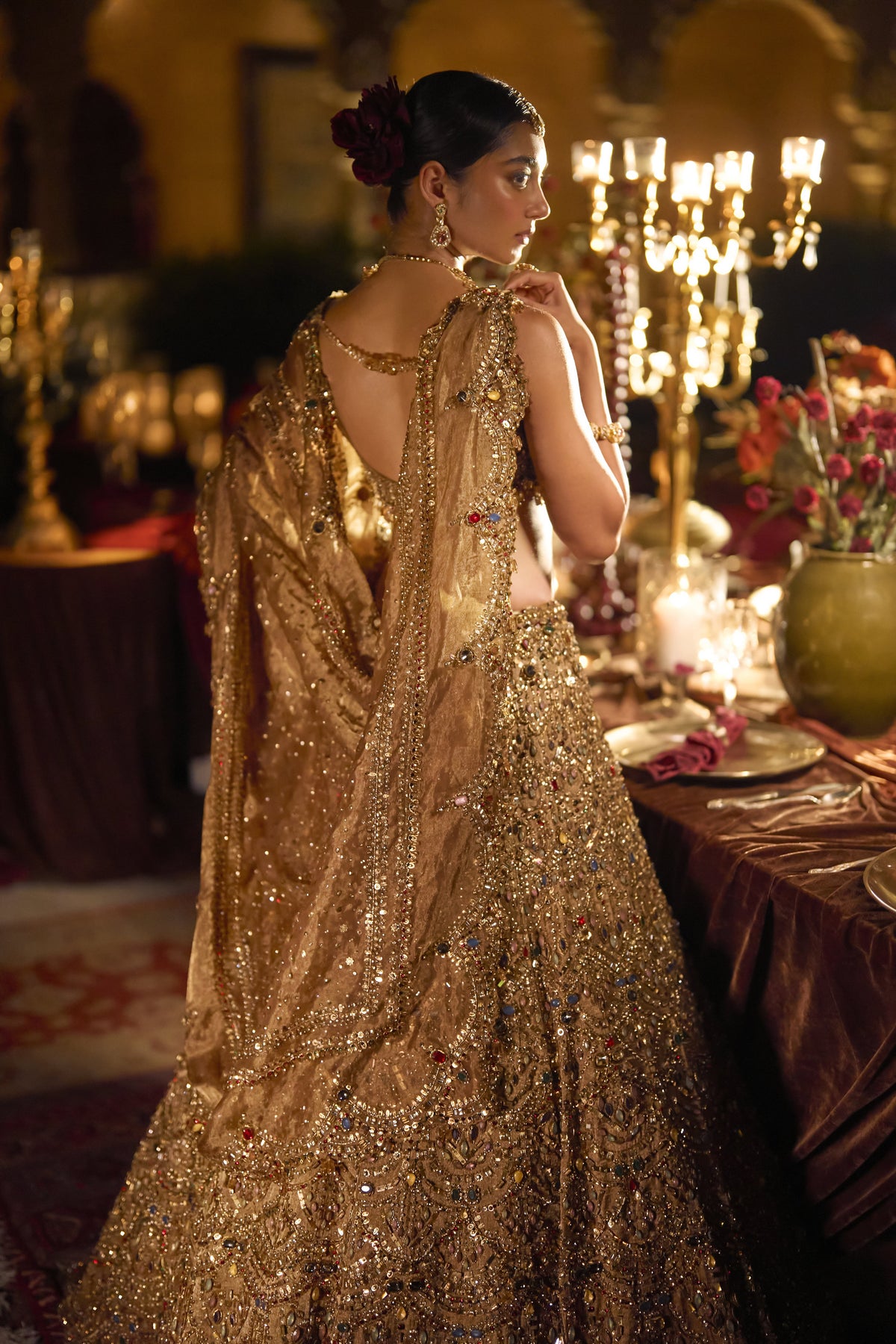 Antique Gold Scalloped Lehenga Set