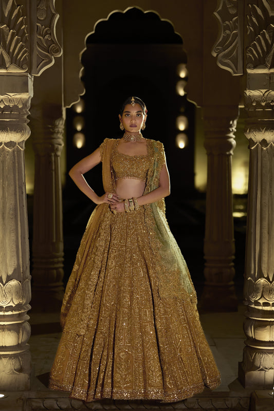 Antique Gold Lehenga Set