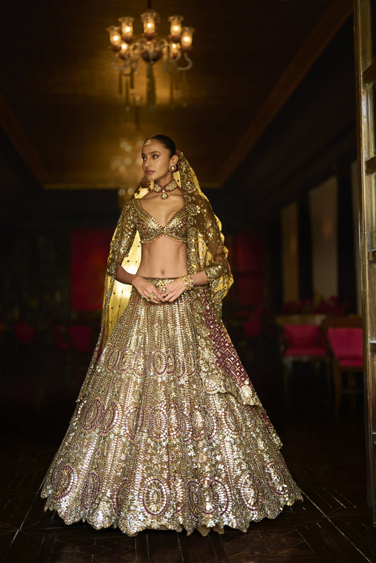 Applique Mirror Work Lehenga Set