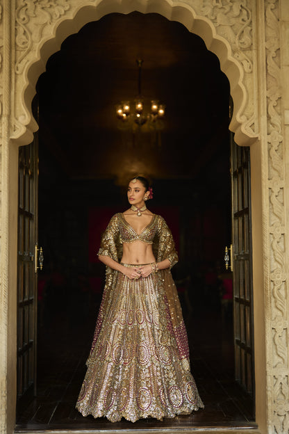 Applique Mirror Work Lehenga Set