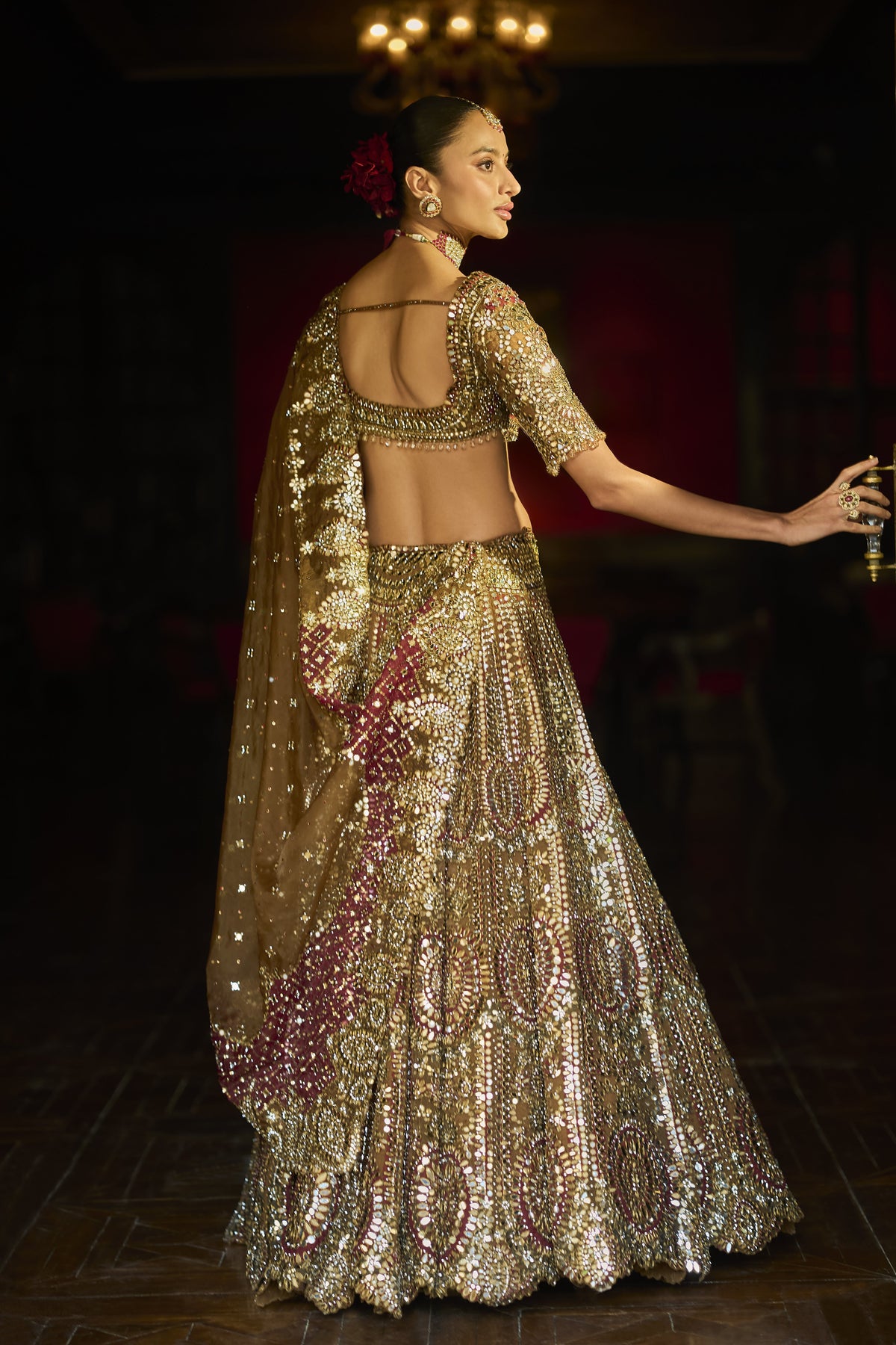 Applique Mirror Work Lehenga Set