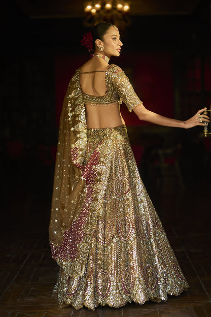 Applique Mirror Work Lehenga Set