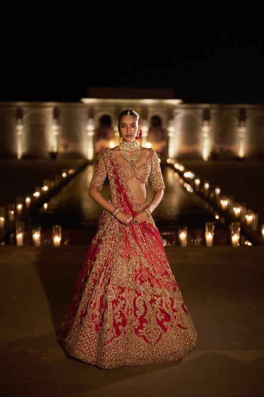 Red Zardosi Lehenga Set