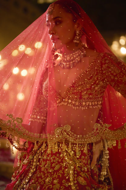 Red Zardosi Lehenga Set