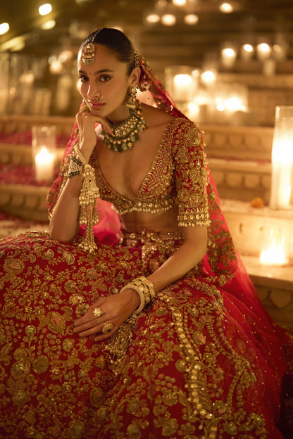 Red Zardosi Lehenga Set
