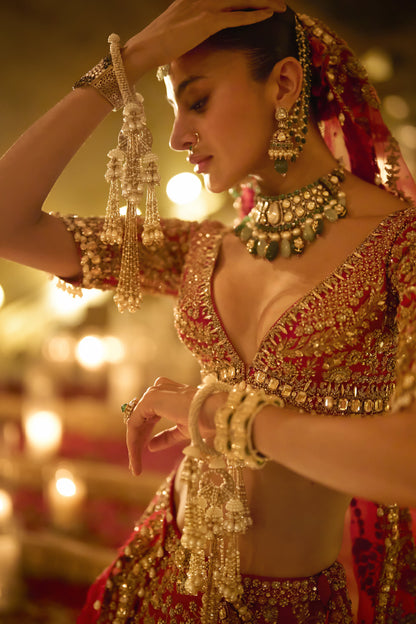 Red Zardosi Lehenga Set