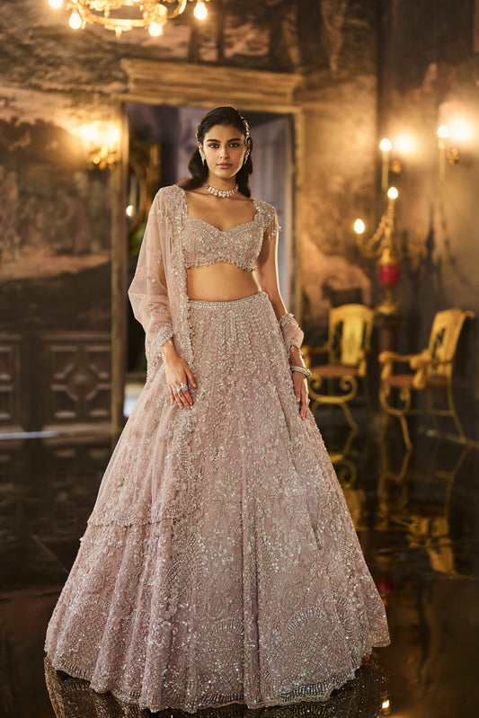 Dusty Peach Sequin Lehenga Set