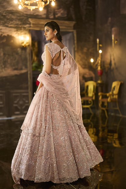 Dusty Peach Sequin Lehenga Set