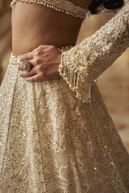 Ivory Gold Floral Lehenga Set