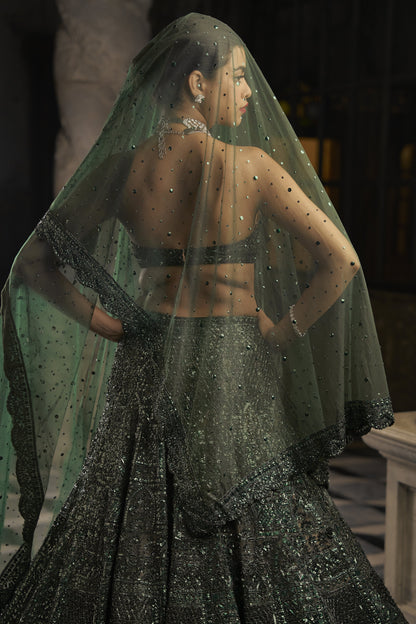 Emerald Green Sequin Lehenga Set