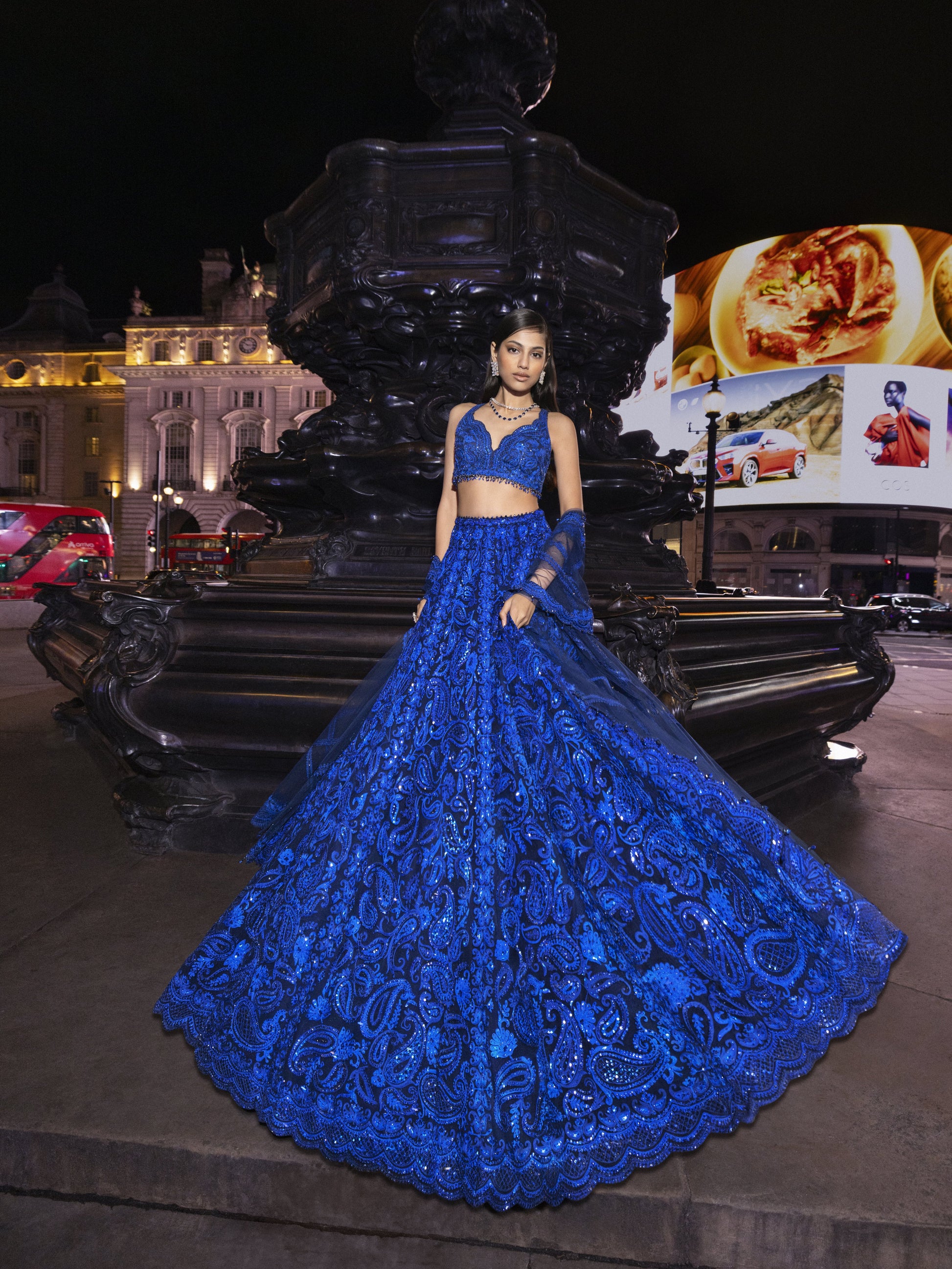 Blue Paisley Lehenga Set
