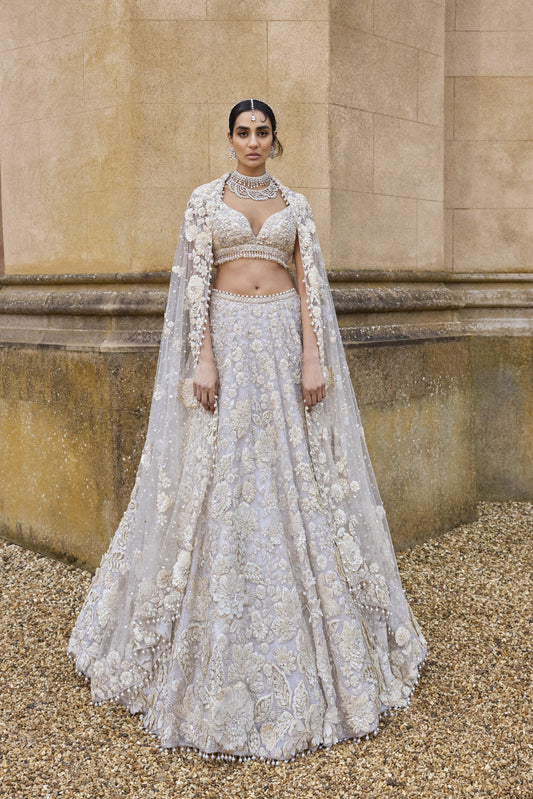 Ivory Three-Dimensional designer Lehenga Set