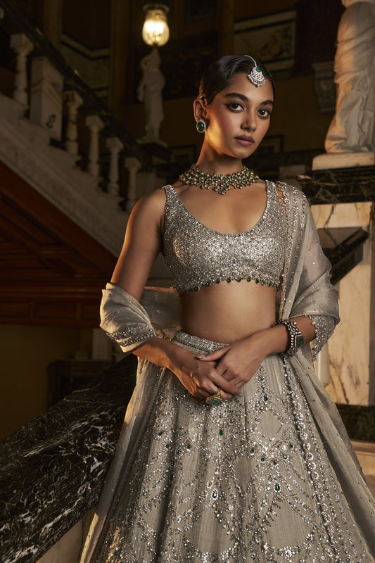 Champagne Chandelier designer  Lehenga Set