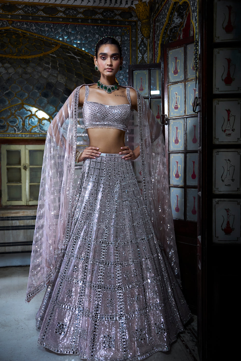 Rose Gold Mirror Work Lehenga Set – Origins