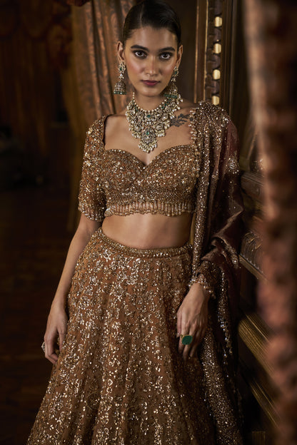 Mustard Tissue Lehenga Set