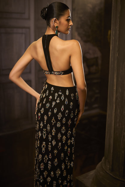 Black Crystal Skirt Set