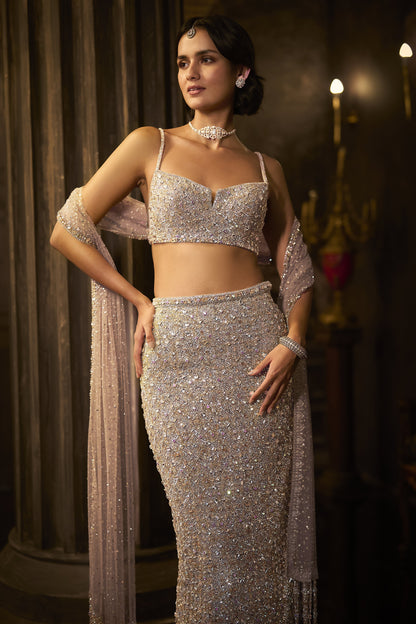 Silver Gold Crystal Skirt Set