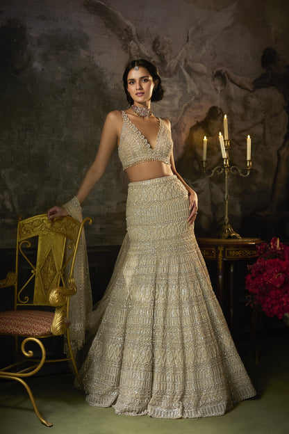 Champagne Nude Fit & Flare Skirt Set
