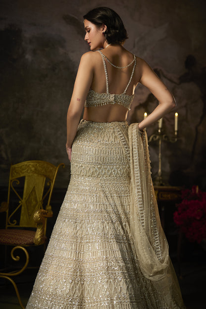 Champagne Nude Fit & Flare Skirt Set