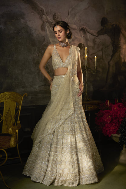 Champagne Nude Fit & Flare Skirt Set