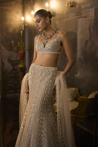 Champagne Fit & Flare Skirt Set