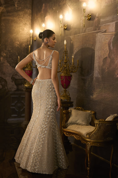 Champagne Fit & Flare Skirt Set