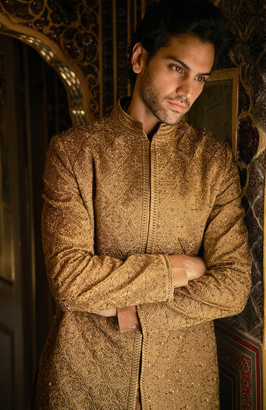 Gold Sherwani Set