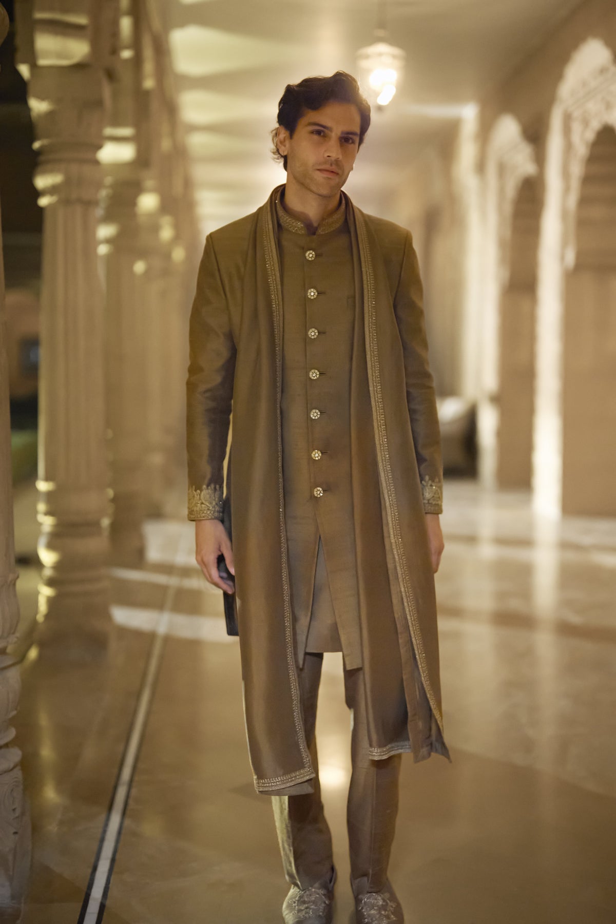 Antique Gold Sherwani Set