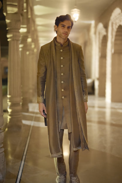 Antique Gold Sherwani Set