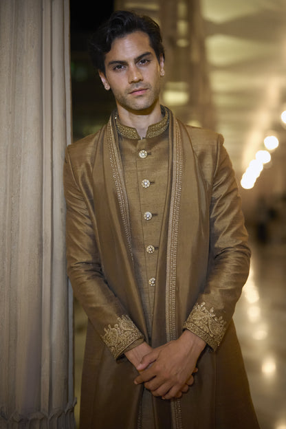 Antique Gold Sherwani Set
