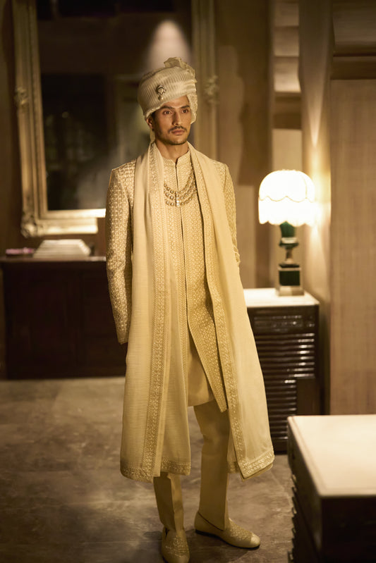 Ivory Nude Sherwani Set