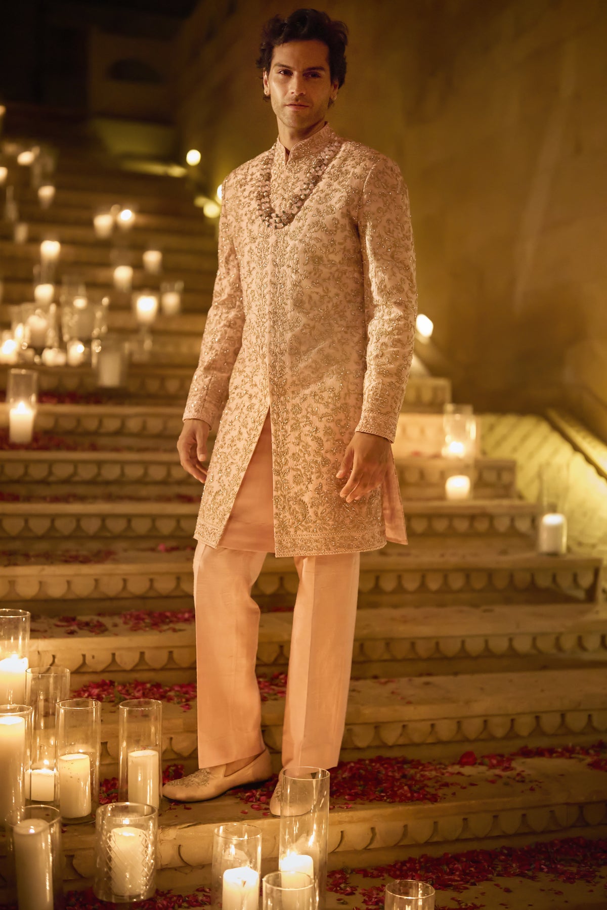 Pink Zardosi Sherwani Set