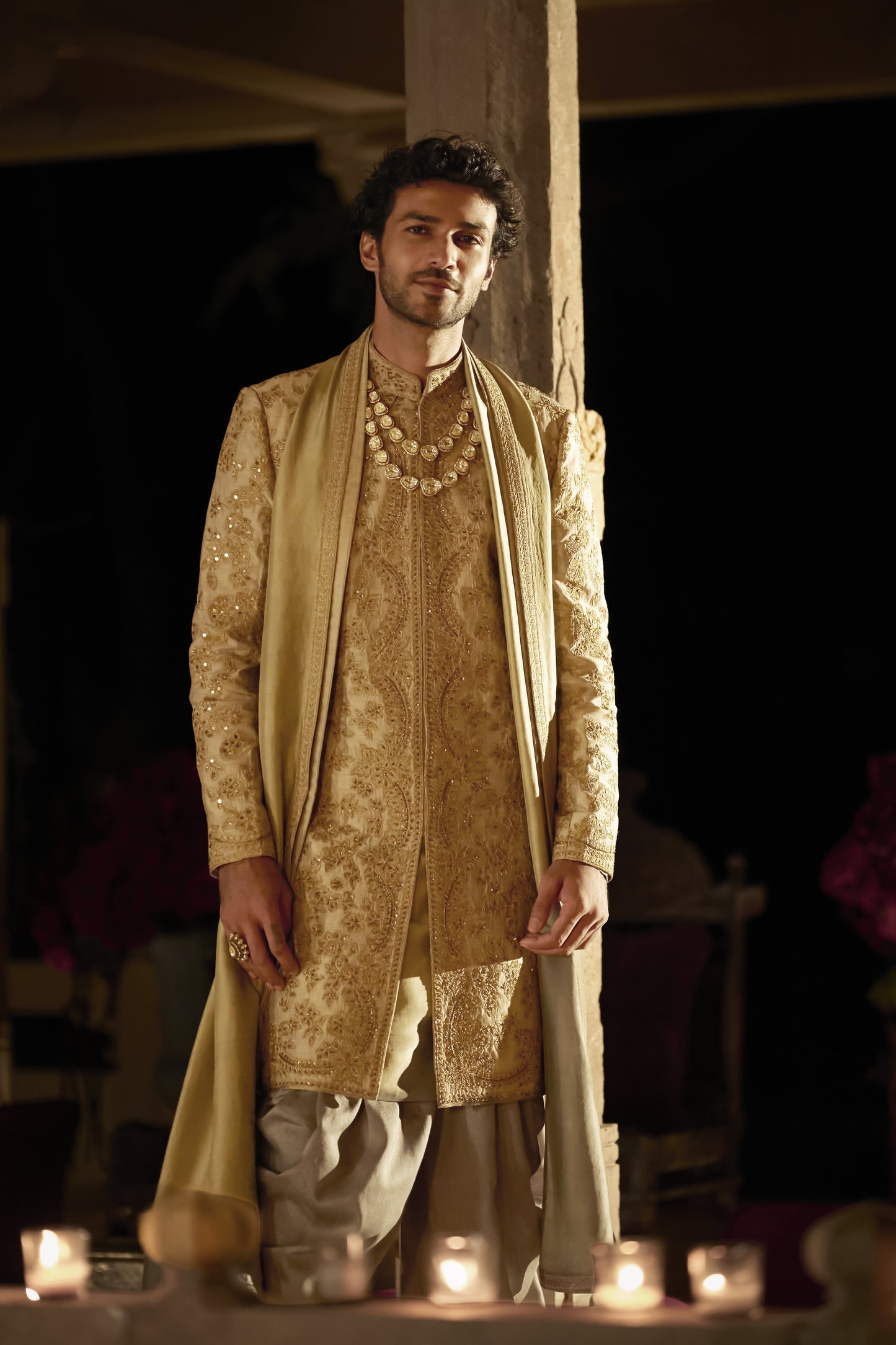 Slate Gold Sherwani Set