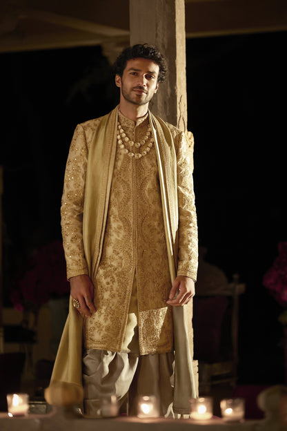 Slate Gold Sherwani Set