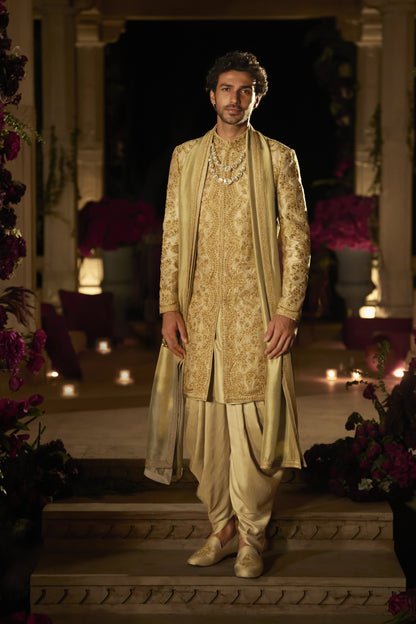 Slate Gold Sherwani Set