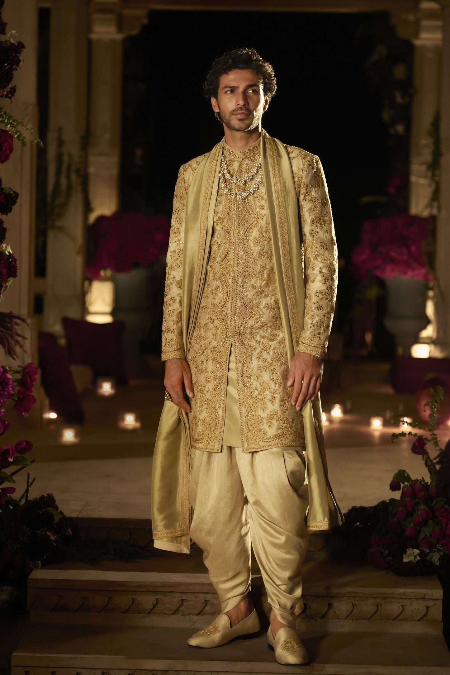 Slate Gold Sherwani Set