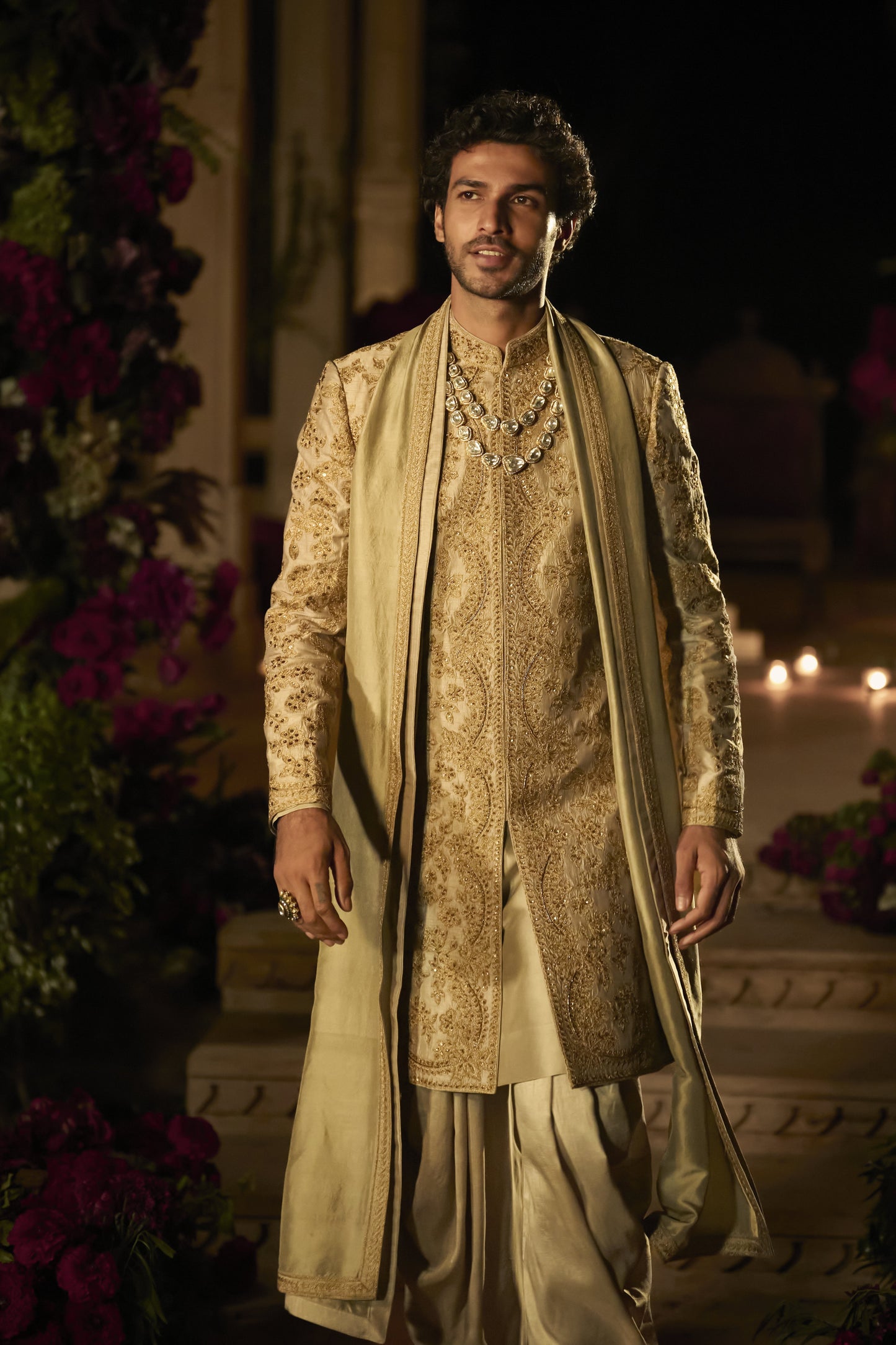 Slate Gold Sherwani Set