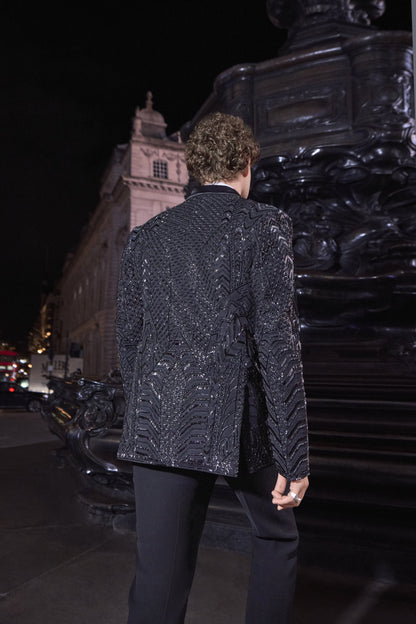 Black Embellished Designer Tuxedo Set for men