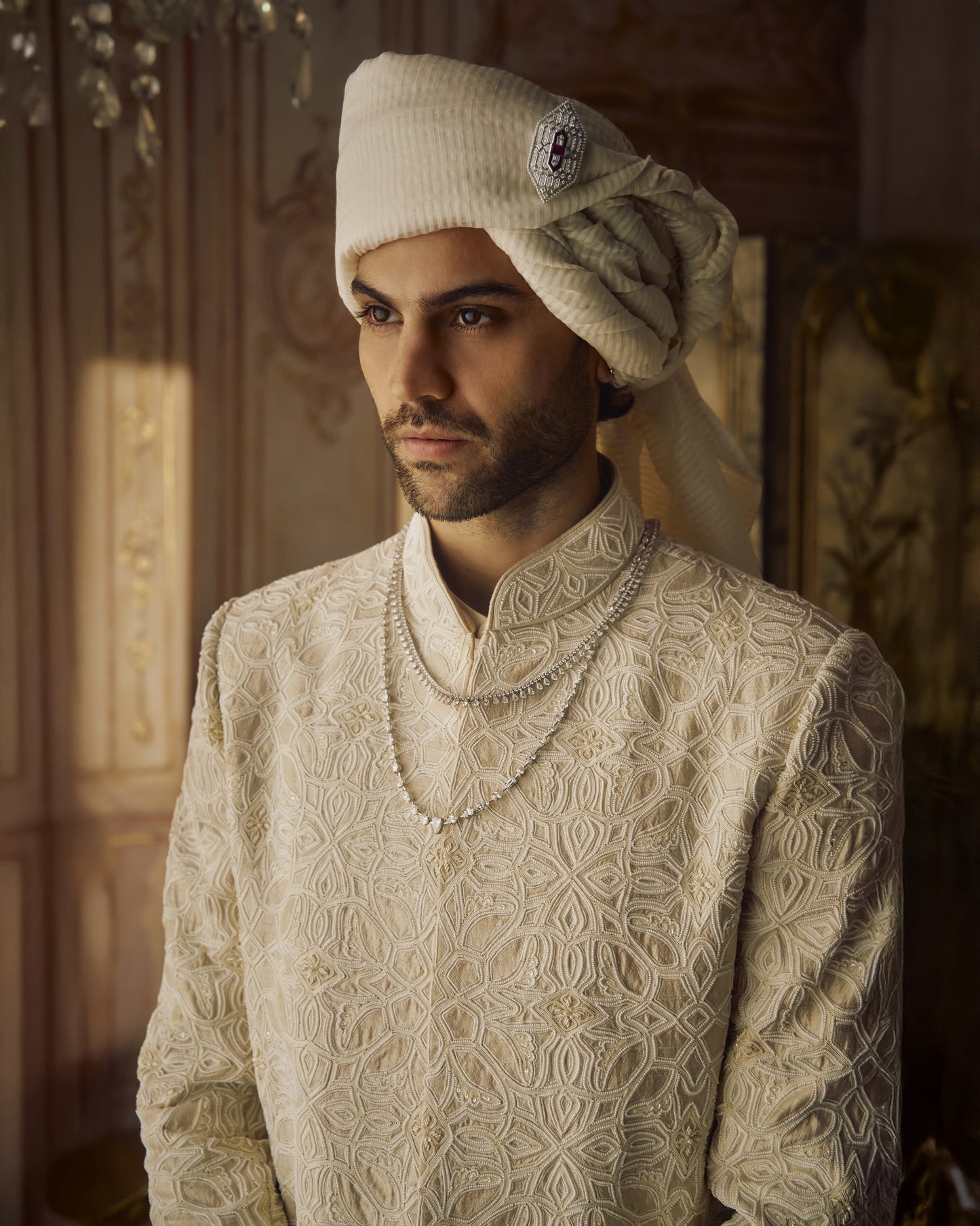 Nude Pearl Sherwani Set