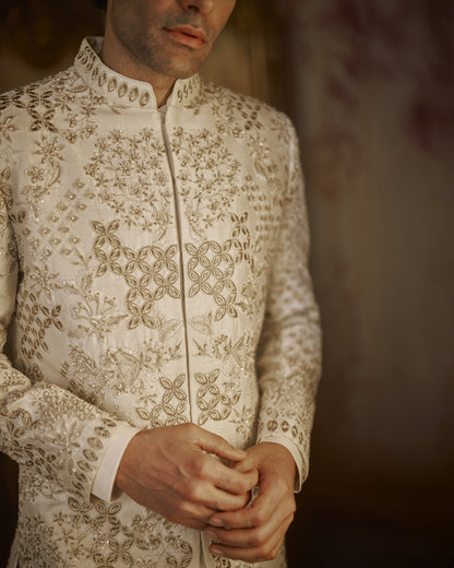 Ivory Gold Sherwani Set
