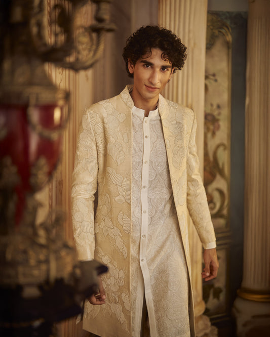 Nude Open Sherwani Set