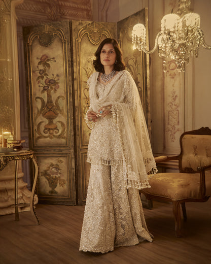 Ivory Pearl Sharara Set