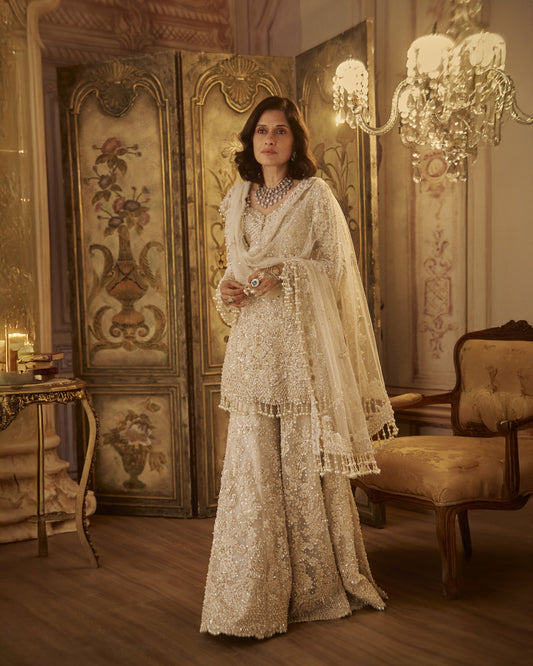 Ivory Pearl Sharara Set